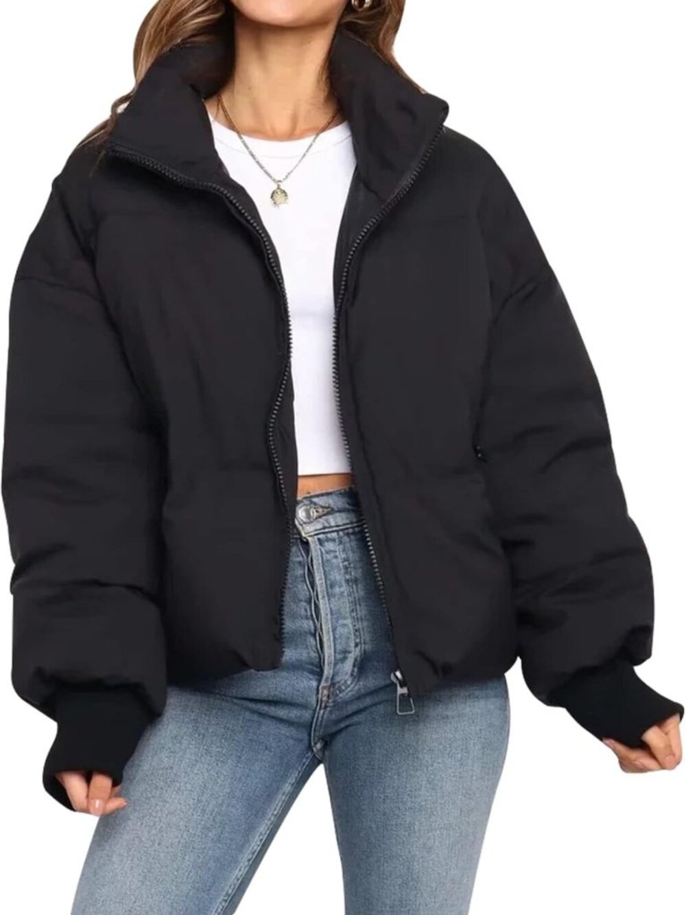 Cozy Winter Cropped Puffer Jacket for Women - Warm, Stylish & Trendy Outerwear